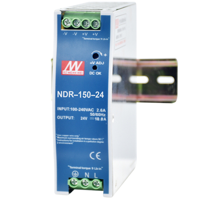 明纬NDR-75W120W150W240W480W导轨式开关电源220V转12V24V36V48V