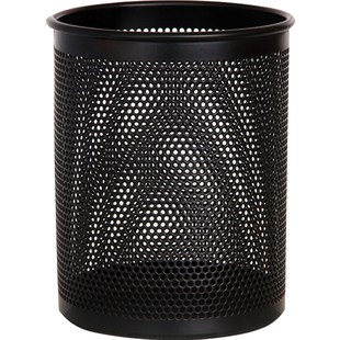 得力笔筒金属网纹圆形学生用经典简约办公黑色创意时尚多功能组合