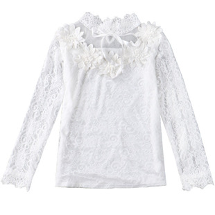 秋冬保暖洋气小衫女新款小香风加绒蕾丝衫长袖气质蝴蝶结打底衫T