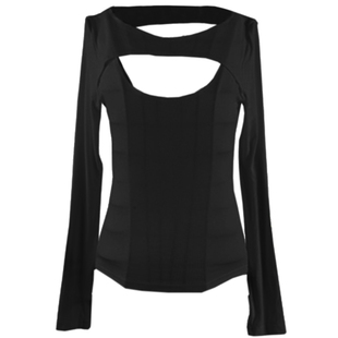 性感女装韩版2025春装新款挖洞露胸露背打底衫长袖时尚紧身上衣