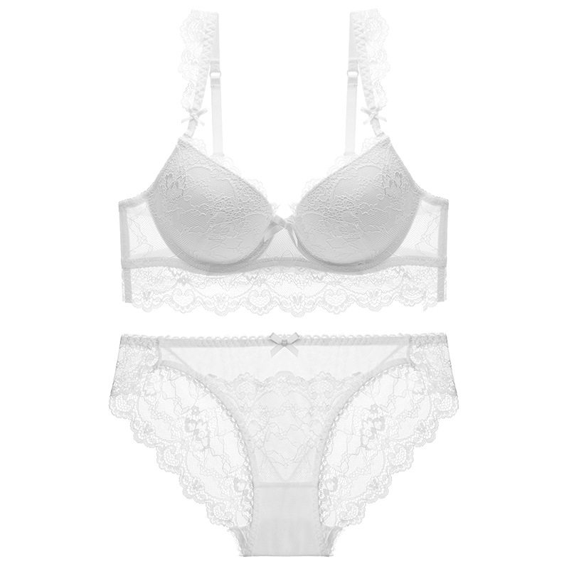 白色内衣女小胸显大聚拢收副乳上托调整型胸罩性感惑蕾丝文胸套装