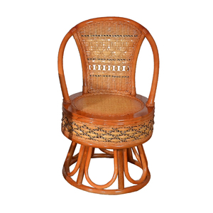 阳台旋转腾椅三五件套休闲单人真藤滕编椅儿童靠背椅家用小藤椅子