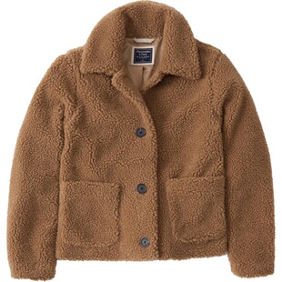 Abercrombie Fitch秋AF泰迪熊外套女毛毛长款宽松仿羊羔绒301038