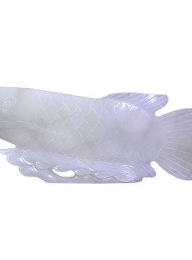 玉石金龙鱼摆件办公室招财开业礼