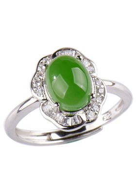 纯银镶嵌新疆女老坑菠菜925天然