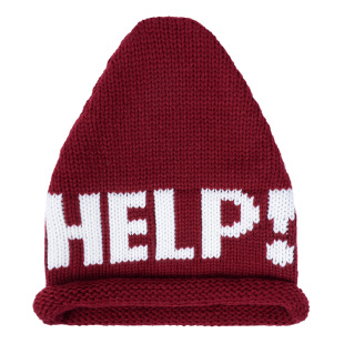 韩国秋冬款HELP字母尖尖帽卷边套头针织帽 三角型尖顶帽子女潮帽