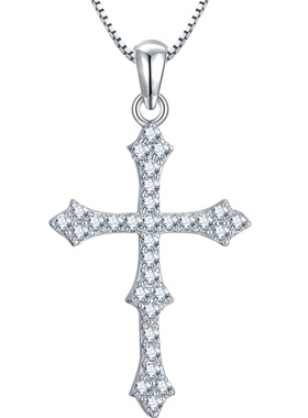 925纯银微镶锆石水钻十字架吊坠