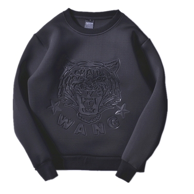 春季太空棉纯色长袖圆领套头衫