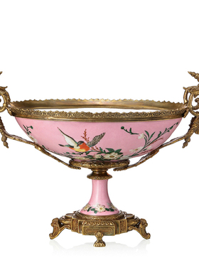 纸巾盒粉色花鸟美式风台灯工艺品