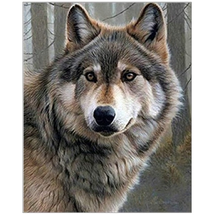 自己绣狼图案雪狼钻石绣满钻狼头点钻十字绣2026新款钻石画线绣