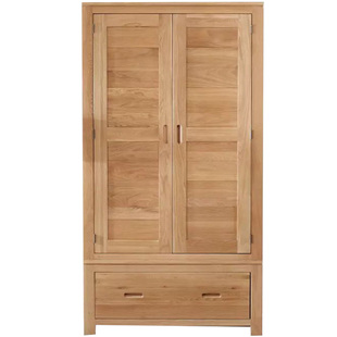 全实木衣柜现代简约双开门卧室多功能日式纯实木白橡木原木衣橱柜