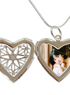 diy925银镂空爱心形情侣吊坠定制