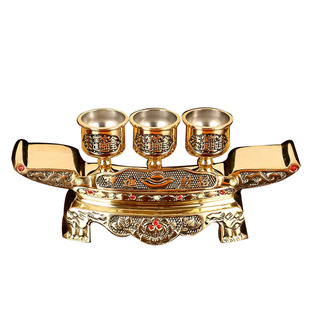 圆通佛具高脚供水杯铜酒杯茶杯供奉关公财神铜供杯佛杯供具用品