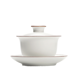 景德镇白瓷盖碗茶杯三才盖碗大号陶瓷单个茶碗家用功夫茶具泡茶碗