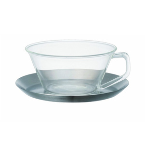 日本进口kinto case耐热玻璃咖啡杯茶杯带铁碟水杯日式23086