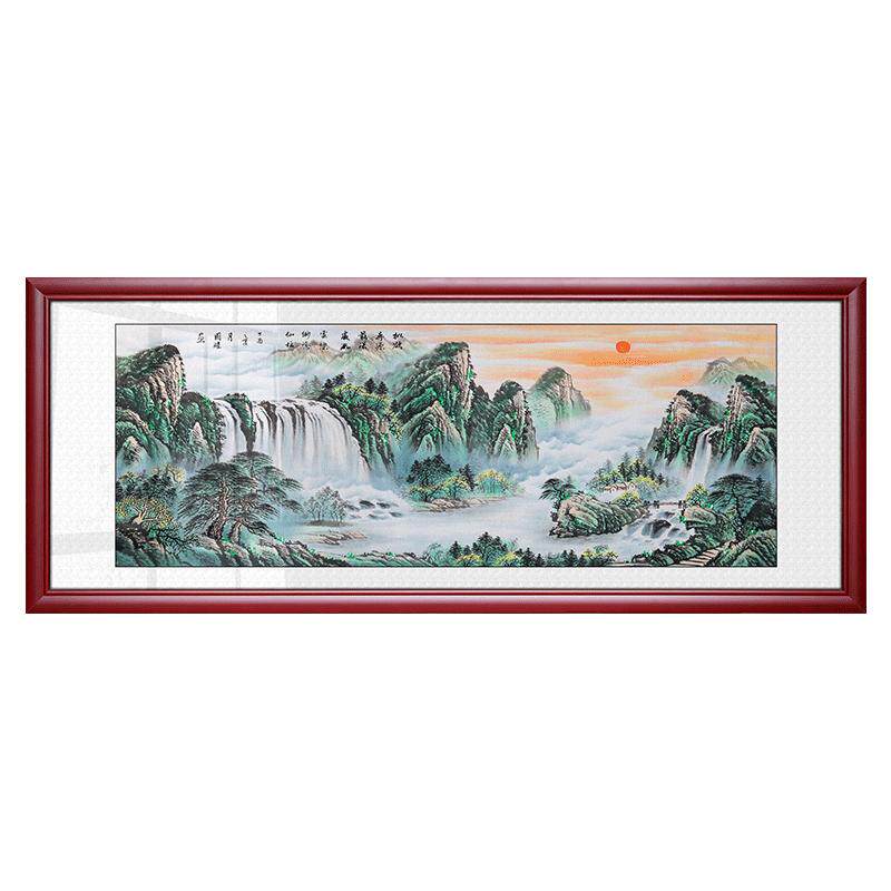 纯手绘真迹招财风水靠山国画