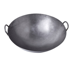 广式鹤牌1.6特厚铁锅酒店食堂饭店炒炉专用双耳炒锅熟铁抛锅大铁