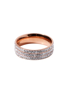 ins潮人满女钛钢玫瑰金网戒指