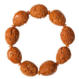 2.0大籽橄榄核雕刻浮雕龙生九子手串纯手工橄榄胡手串男 苏工南工