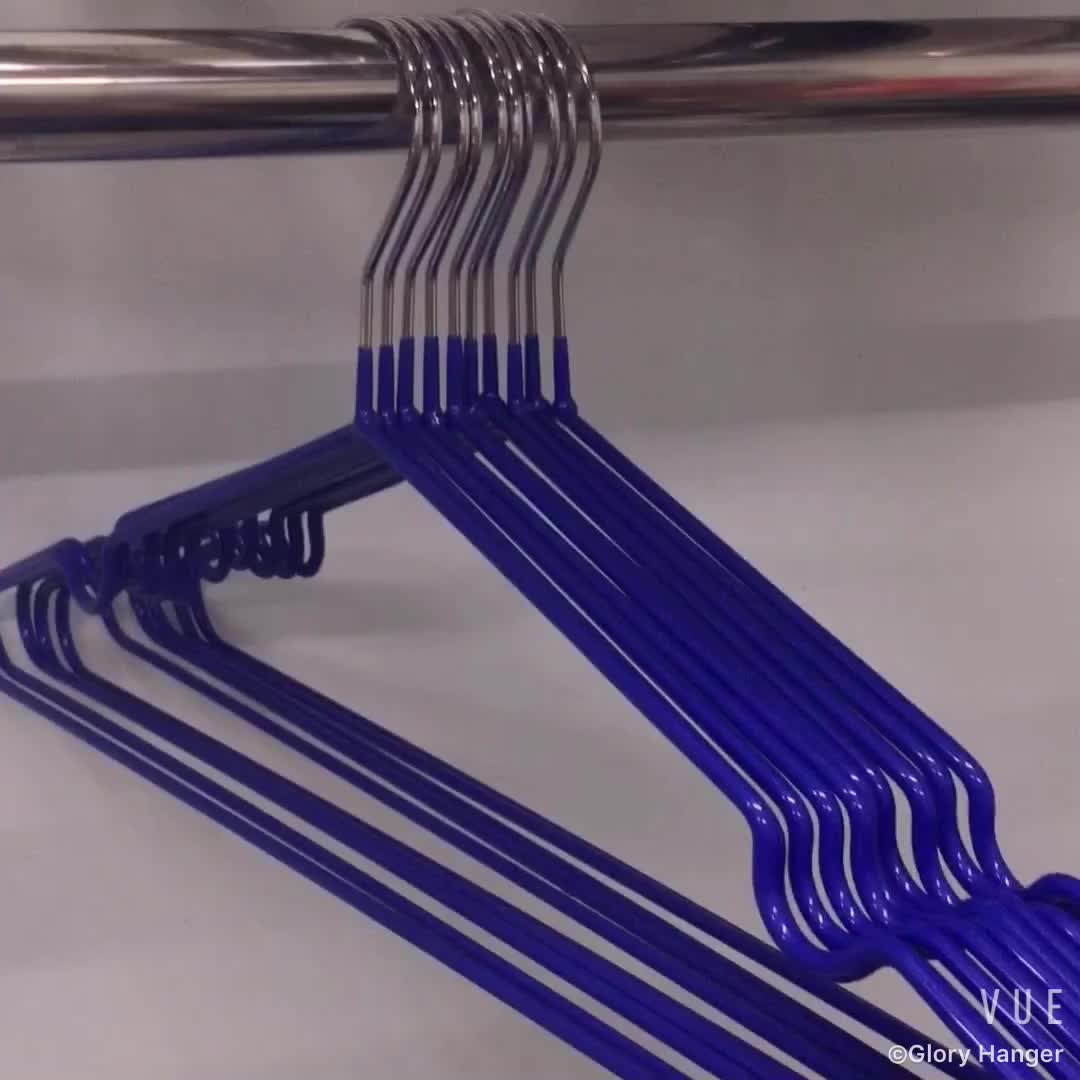 Custom Nonslip Pvc Coated Coating Wire Hanger With Metal Chrome Hooks