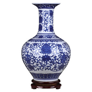 景德镇陶瓷器花瓶插花摆件青花瓷仿古中式家居客厅博古架小装饰品