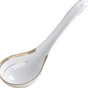 汤勺陶瓷家用大勺子大汤瓷勺木勺子汤匙大号长柄粥勺稀饭勺陶瓷勺