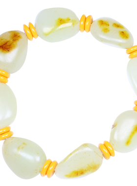 随型带皮原石蜜蜡手链新疆和田玉