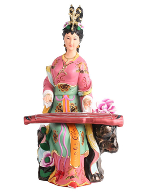桃花娘娘像树脂抚琴美女桃花仙子