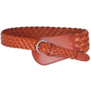 真皮装饰宽腰带女百搭时尚编织腰封配大衣连衣裙子黑红色纯牛皮带