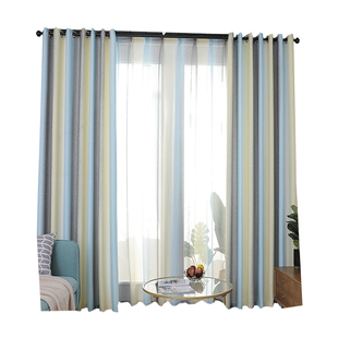 网红抖音无缝拼接拼色窗帘2020年新款卧室飘窗遮光布少女北欧流行