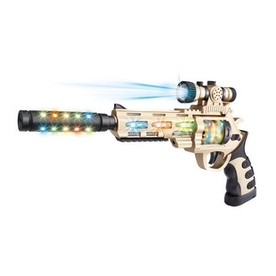 儿童玩具左轮声光枪电动玩具手枪带消音器闪光仿真声效男孩3--6岁