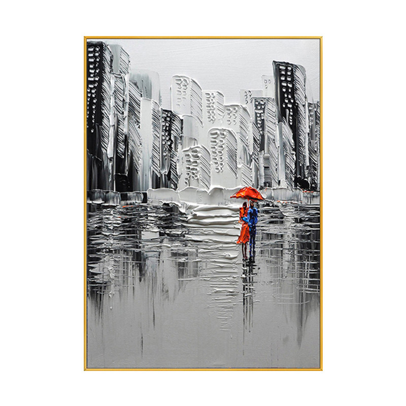 沙发背景墙竖版纯手绘油画包邮