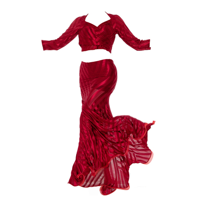 成人肚皮舞2024新款练功服鱼尾裙套装秋冬季东方舞蹈演出服装高档