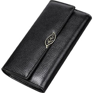 班亚奴2025新款韩版女士钱包女长款头层牛皮大容量三折真皮钱夹潮