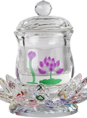 水晶大悲咒水杯七彩荷花供水杯