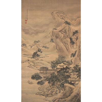 名画复制品袁耀山雨欲来兼工带写山水画国画艺术微喷临摹装饰画