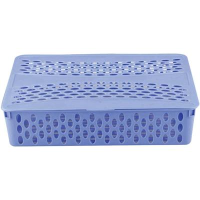 史泰博 带盖公文篮A4文件栏收纳框财务用塑料筐83003文件收纳筐