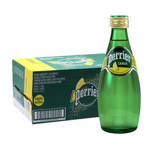 法国perrier巴黎水青柠柠檬原味气泡苏打天然矿泉水330ml*24整箱