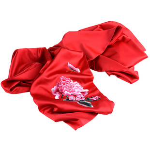 蜀绣加长围巾中国风特色刺绣丝巾母亲节送妈妈客户闺蜜礼物伴手礼