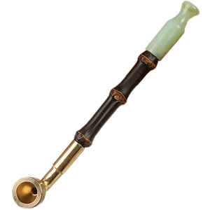 艾宝老式纯铜过滤两用旱烟袋锅子手工紫竹节烟杆玉石烟嘴男士烟枪