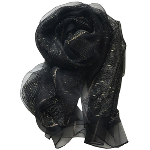 丝巾女春秋百搭双层真丝羊毛金线马海毛桑蚕丝薄围巾披肩纱巾秋季