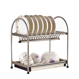 碗架沥水架厨房置物架落地家用304不锈钢放碗架收纳厨房用品用具