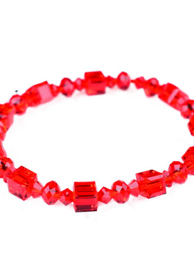 925纯银电镀大红色闪亮水晶手链