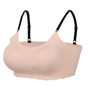 日本无痕背心式文胸无钢圈运动聚拢调整型一片式抹胸罩防震睡眠