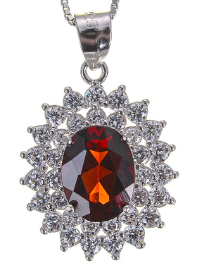 鸽血红石榴石双层豪华吊坠送链子