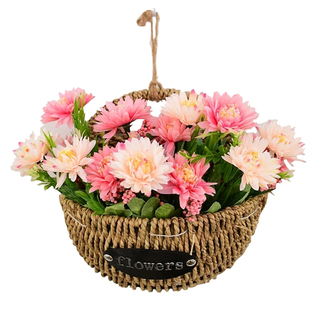田园壁挂草编花篮 吊篮花盆 墙面家居装饰花器 插花干花编织篮