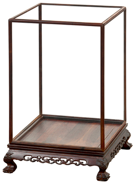 老虎脚玻璃罩红酸枝定制佛像