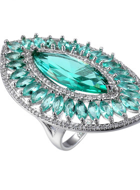 超大炫酷闪亮简约水滴马眼祖母绿