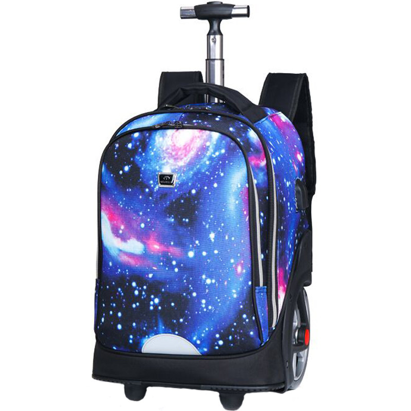 男女学生拉杆书包星空超大防水