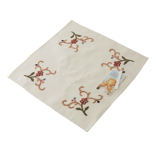 美式乡村风多用小盖布 香芋谷色立体绣花棉麻桌布 地中海风格台布